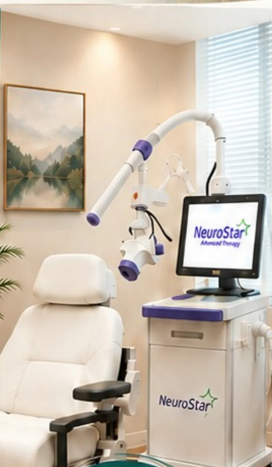 The NeuroStar Advanced Therapy System and treatment chair at our clinic